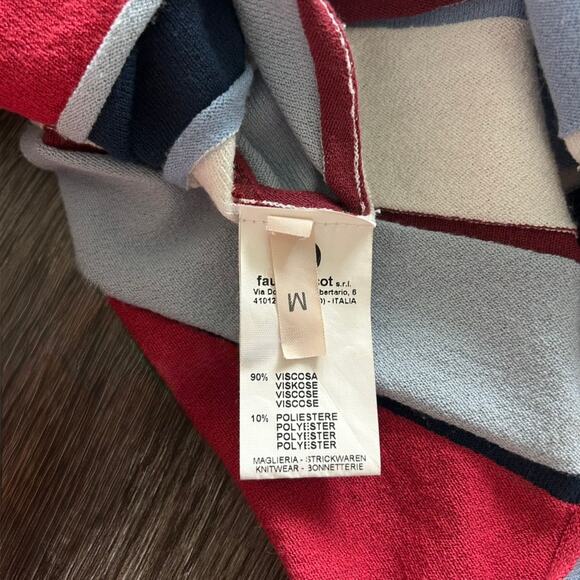 B8 Devotion Italy Multicolor Striped Knit Long Sleeve Flare Hem Top Size M - Picture 5 of 13